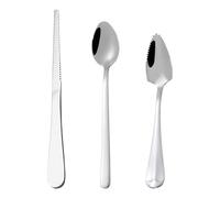 SGERUFZ Set 3 Pièces en Acier Inoxydable Cuillère à Pamplemousse et Couteau à Pamplemousse, Cuillère à Fruits pour Bébé avec Bords Dentelés pour Kiwi, Pommes, Pamplemousses