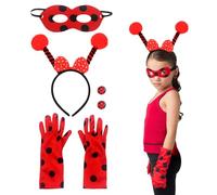 SGERUFZ Set Deguisement Ladybug Masque Gants Boucle d'oreille Déguisement Ladybug Set, Costume Ladybug Halloween Carnaval Coccinelle Deguisement Enfant Fille