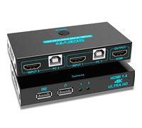 SGEYR Brancher 2 PC sur 1 Ecran, Multiprise Hdmi pour TV, KVM Displayport Switch, Prise Multiple hd 4K, Commutateur KVM Displayport, Double PC Double Ecran, pour Xbox, Projecteurs, DVD, PS4