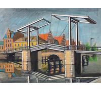 SGFGAD FHYWQ Affiche Bernard Buffet Art abstrait mural《Haarlem Lift Bridge》 par Bernard Buffet Prints Peinture sur toile de paysage pour la décoration intérieure 40x60cm Non encadrée
