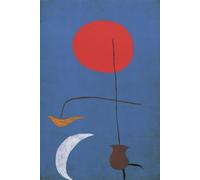 SGFGAD FHYWQ Célèbre Joan Miro Affiche Impressions en Couleur Abstrait Photo D’art Mural《Ciel Rouge et Bleu》Joan Miro Peinture Sur Toile Grise Pour Décoration Intérieure 60x80cm Non Cadre