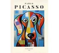 SGFGAD FHYWQ célèbre Pablo Picasso affiche couleur impressions d’animaux abstrait image d’art mural《Chien drôle》Pablo Picasso peinture sur toile pour décor de salon 40x50cm non encadré