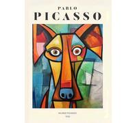 SGFGAD FHYWQ célèbre Pablo Picasso affiche couleur impressions d’animaux abstrait image d’art mural《Chien drôle》Pablo Picasso peinture sur toile pour décor de salon 40x50cm non encadré