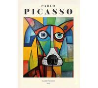 SGFGAD FHYWQ célèbre Pablo Picasso affiche couleur impressions d’animaux abstrait image d’art mural《Chien drôle》Pablo Picasso peinture sur toile pour décor de salon 40x50cm non encadré