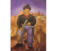 SGFGAD FHYWQ Fernando Botero Affiche Impressions en Couleur Abstrait Photo D’art Mural《Chasseur Avec Son Chien》Fernando Botero Peinture Sur Toile Pour La Décoration Intérieure 50x80cm Non Encadré