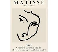 SGFGAD FHYWQ Henri Matisse Affiche Couleurs Ligne Impressions Abstrait Art Mural Image《Portrait De Tête》Henri Matisse Peinture Sur Toile Pour Décoration Intérieure 40x60cm Non Encadré