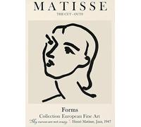 SGFGAD FHYWQ Henri Matisse Affiche Couleurs Ligne Impressions Abstrait Art Mural Image《Portrait De Tête》Henri Matisse Peinture Sur Toile Pour Décoration Intérieure 40x60cm Non Encadré