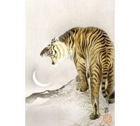 SGFGAD FHYWQ Japon Ohara Koson Affiche Animale Impressions Couleur Images D’art Mural Moderne《Tigre Rugissant》Ohara Koson Peinture Sur Toile Pour Décoration Intérieure 50x80cm Non Cadre