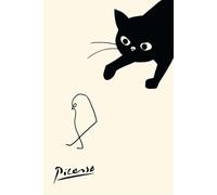 SGFGAD FHYWQ Ligne d’affiches Pablo Picasso Peinture abstraite sur toile《 Chat et Moineau》De Pablo Picasso Collection d’Art Mural Estampes pour la Déco Intérieure 40x60cm Non encadré