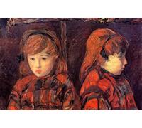 SGFGAD FHYWQ Paul Gauguin Affiche et impressions Photo d’art mural vintage《Double portrait d’une jeune fille》Paul Gauguin Peinture sur toile pour la décoration intérieure 50x100cm Non encadré