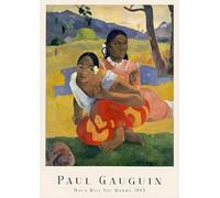 SGFGAD FHYWQ Paul Gauguin Affiche Personnes Impressions Abstrait Photo D’art Mural《Quand Allez-Vous Épouser》Paul Gauguin Peinture Sur Toile Pour Décoration Intérieure 40x60cm Non Encadré