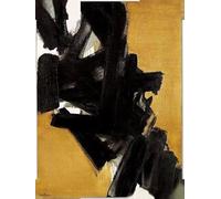 SGFGAD FHYWQ Pierre Soulages Affiche et estampes Abstrait Exposition Art mural Noir Jaune Photo Pierre Soulages Peinture sur toile pour la décoration intérieure 50x70cm Non encadré