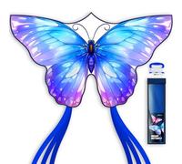 SGftre Cerf-volant papillon bleu pour enfants et adultes, extrêmement facile à voler, cerf-volant coloré pour s'amuser en plein air, parfait pour les jeux de cerf-volant en famille et les aventures de