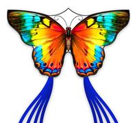 SGftre Cerf-volant papillon pour enfants et adultes, extrêmement facile à voler pour les débutants, corde à une ligne avec queue pour cerf-volant de plage pour les voyages en plein air, parc, jeu