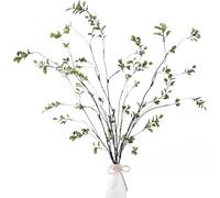 Sggvecsy 47.2’’ 4Pcs Artificial Ficus Branches Artificial Greenery Stems Faux Ficus Twig Plants Fake Leaf Spray Green Eucalyptus Branches for Home Office Wedding Vase Filler Decoration