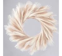 Sggvecsy Couronne d'herbe de la Pampa Artificielle de 66 cm pour Toutes Saisons - Décoration de Noël - Décoration Murale bohème pour Porte d'entrée, Ferme, Automne, Noël, Printemps (mélange)
