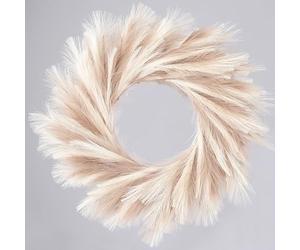 Sggvecsy Couronne d'herbe de la Pampa Artificielle de 66 cm pour Toutes Saisons - Décoration de Noël - Décoration Murale bohème pour Porte d'entrée, Ferme, Automne, Noël, Printemps (mélange)