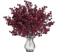 Sggvecsy Lot de 15 Bouquets de Fleurs artificielles d'haleine de bébé en Vrac au Toucher réaliste pour la Maison, l'arrangement Floral et Le Centre de Table, décoration d'automne (Bordeaux)