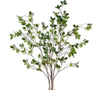 Sggvecsy Lot de 3 Branches de ficus artificielles de 109 cm, Fausses Feuilles d'eucalyptus Vertes, tiges de Verdure artificielles pour la Maison, Le Bureau, Le Mariage, Le Vase de Remplissage,