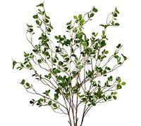 Sggvecsy Lot de 4 Branches de ficus artificielles de 109 cm, Fausses Feuilles d'eucalytus Vertes, tiges de Verdure artificielles pour la Maison, Le Bureau, Le Mariage, Le Vase de Remplissage,