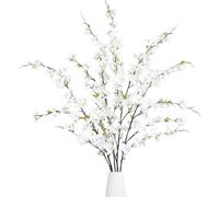 Sggvecsy Lot de 4 fleurs de cerisier artificielles en soie synthétique - 109 cm - Longues tiges pour vases, arrangements de maison, décoration de table de mariage (blanc)