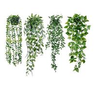 Sggvecsy Lot de 4 Plantes artificielles à Suspendre en Pot, Imitation Vigne d'eucalyptus, Mandala, Vigne, Vigne, Feuilles de Vigne pour la Maison, l'intérieur et l'extérieur, décoration de Jardin