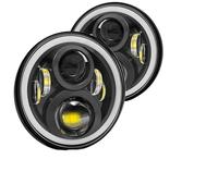 SGHFUVE Phares Avant Assemblage 2 Phares LED Noirs 7 Pouces Pour Tout-terrain H4 Feux De Jour Angel Eyes Pour Hummer H1 H2 2003 2004 2005 2006 2007 2008 2009(60W Headlight 2pc1)