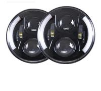 SGHFUVE Phares Avant Assemblage 2 Phares LED Noirs 7 Pouces Pour Tout-terrain H4 Feux De Jour Angel Eyes Pour Hummer H1 H2 2003 2004 2005 2006 2007 2008 2009(60W Headlight 2pc)