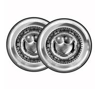 SGHFUVE Phares Avant Assemblage Pour Jeep Pour Wrangler TJ JK 2 Portes CJ-8 Brouilleur CJ-7 Voiture Led 7 Pouces Phare DRL H4 Hi-Lo Avec Halo Angel Eyes(2pcs Sliver)