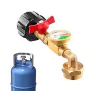 Sghtil Adaptateur de recharge de bouteille de propane - Adaptateur de recharge pour réservoirs de propane de 1 livre en laiton massif avec valve et manomètre - Accessoire de recharge pour chauffage