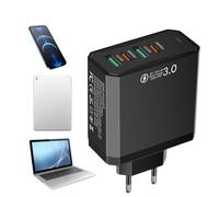 Sghtil Adaptateur Secteur UE - 2 Ports USB + 2 PD Adaptateur de Voyage UE | 4 en 1 Multi-interfaces Charge Rapide QC3.0 pour Voyage Étranger Hôtel Croisière Séjour Professionnel