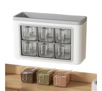Sghtil Assaisonnement Box Murale Set 6 Pièces Bouteilles Transparentes Sel Jar Muraux Adhésifs, Pots à Épices Cuisine Condiment Jarres de Stockage de Conteneurs