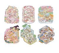 Sghtil Autocollants de scène miniature - Autocollant 3D sans découpe pour maison créative - Autocollant paysage du pays des rêves, livre amusant pour enfants, pour l'école, garçon, fille