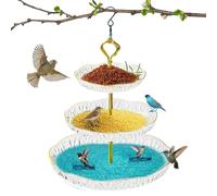 Sghtil BAISSE HANGABLE BIRCA, salle de bain pour oiseaux pendus | Plateau à 3 niveaux pour jardin extérieur BirdBath,Crochet de crochet sauvage pour alimentation alimentaire pour le