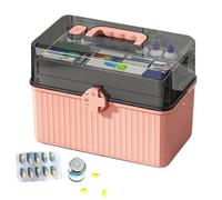 Sghtil Boîte à médicaments, boîte de stockage de médicaments | Stockage de médicaments avec poignée,Accessoires de sécurité des conteneurs pour fournitures médicales familiales claires pour l'usage