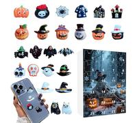 Sghtil Calendrier de compte à rebours d'Halloween - Figurines à collectionner - Décoration effrayante - Couronne de l'Avent de 24 jours avec figurines étranges pour étagère de cheminée, bureau, rebord