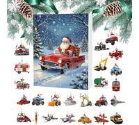 Sghtil Calendrier de Noël compte à rebours - 24 jours - Calendrier de décembre en acrylique sur le thème du transport du Père Noël, souvenir décoratif 2D pour sapin de vacances, maison, cour