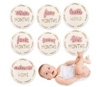 Sghtil Cartes De Croissance Pour | 7 Pièces Panneaux Photo 3D Double Face pour | Disques Marques Mois Décoratifs Pour Décoration Maison Mur Chambre Bébé Et Photographie