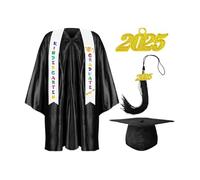 Sghtil Casquette et robe de maternelle - Robe de remise de diplôme préscolaire pour - Casquette de bal et pompons - Tricoté multicolore - Pour petites filles, Noir, 24 Ziffern