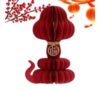 Sghtil Centres de table en nid d'abeille pour le Nouvel An chinois, panneaux d'ornements de l'année du serpent 2025 | Décorations en papier rouge et doré, fournitures de fête du Nouvel An, décorations