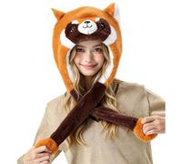Sghtil Chapeaux Animaux pour - Forme Raton Laveur Mignon | Chapeau en Peluche Souple avec Oreilles Mobiles,Pour Femmes Filles Adolescents Costume Cosplay Temps Froid Fêtes Quotidien