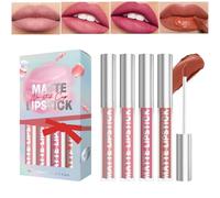 Sghtil Coffret de Rouge à Lèvres Liquide - Gloss à Lèvres Maquillage Tenue Longue Durée pour Femmes,Haute Pigmentation 4 Pièces Pour Voyage Extérieur École Maison