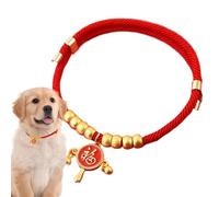 Sghtil Collier pour chien du Nouvel An, Collier pour chat du Nouvel An lunaire | Collier pour animaux de compagnie Paix et bonheur pour chat, Collier réglable avec cadenas en or ou pendentif hochet