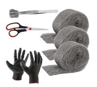 Sghtil Contrôle des souris en laine d'acier, contrôle des souris en laine d'acier, protégez-vous des animaux dans les tanières | Kit de tissu de remplissage en rouleau de laine d'acier pour la preuve