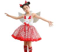 Sghtil Costumes de danse de Noël pour filles, robes de Noël en tulle pour filles - Ensemble de 3 robes tutu pour filles avec coiffe et ailes | Robe en tulle délicate pour la peau avec imprimé de