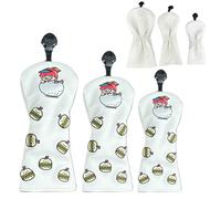 Sghtil Couvre-tête de club de golf, couvre-tête de pilote de golf | Couvre-tête hybride de golf en PU à col long Couvre-tête pour batte 3 pièces,Cache-tête hybride en bois avec étiquettes numériques