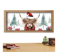 Sghtil Décor Mural,Panneau Animal en Bois | Décor de Salle de Bain Vache Highland en Bois | pour Salon Intérieur Bibliothèques Cuisine Étagères de Présentation