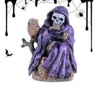 Sghtil Décoration squelette en résine, figurines squelette d'Halloween,Décoration en résine de crâne violet - Statue créative du squelette d'Halloween, objet réaliste pour la décoration de
