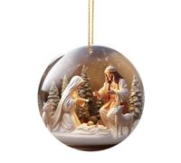 Sghtil Décorations de Noël pour crèche,Décorations de crèche pour sapin de Noël | Ornement à suspendre automatique | Ornements de Noël en acrylique 2D, décorations suspendues pour l'arbre de Noël