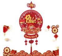 Sghtil Décorations du Nouvel An chinois 2025, 2025 Fu Couplets chinois Couplets de printemps vietnamien, décoration d'intérieur rouge, bannière de Nouvel An pour intérieur